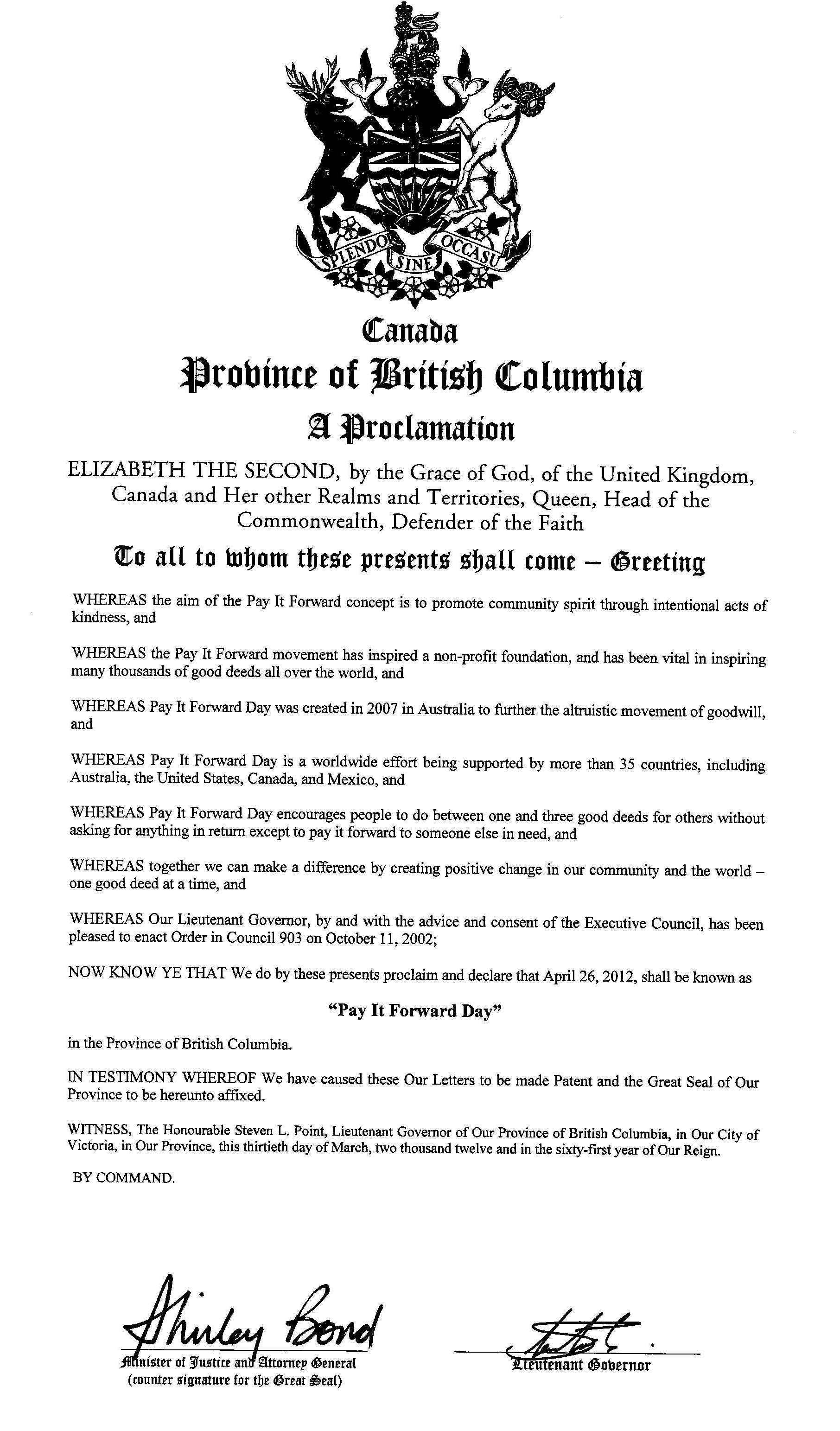 Obtain A Proclamation Pay It Forward Day Obtain A Proclamation Pay It Forward Day